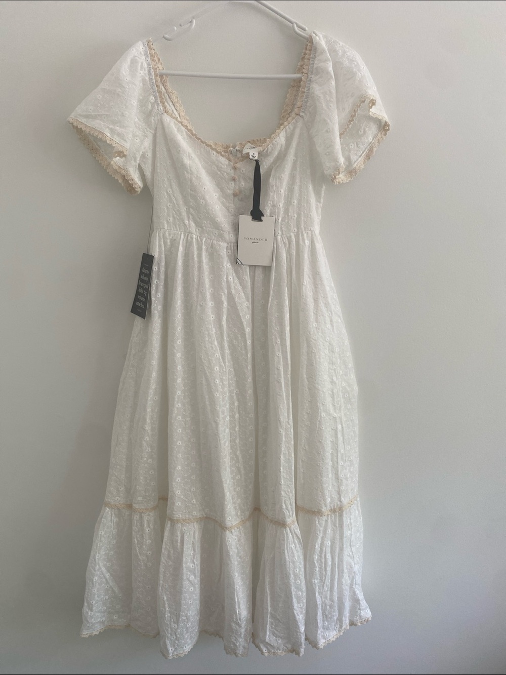 Tuckernuck Pomander Place Dainty Eyelet Holley Midi Dress White Cream Cottage S